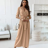 Christmas Gift Sexy Deep V Neck Long Sleeve Maxi Dress Women 2021 Autumn Casual Party Pink Red Office Long Dresses For Woman Robe Femme