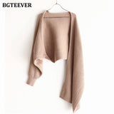 Christmas Gift BGTEEVER Stylish Chic Asymmetrical Open Stitch Sweaters for Women 2020 Autumn Winter Full Sleeve Loose Female Knitted Cardigans