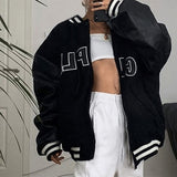 Joskaa Women's Winter New Printed Casual Loose Long Sleeve Windbreaker Jacket Trend Hooded Jacket Fashion 924