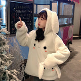 Christmas Gift JMPRS Women Cute Hoodie Student Hoodie Long Sleeve Oversize Sweet Rbbit Warm Coat Kawaii Spring Bunny Ear Girls Sweatshirts