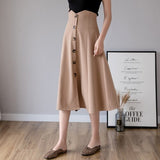 Christmas Gift Nomikuma Vintage Fashion Single Breasted High Waist Skirt Women Solid Color Casual OL A Line Skirts Summer New Faldas 3a378