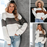 Thanksgiving Gift Autumn Winter New Fashion Knitting Loose Women's Sweaters Casual All Match Street Stripe Long Sleeve O Neck Ladies Sweaters