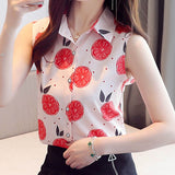 Christmas Gift Summer Sleeveless Chiffon Shirt for Women 2021 New Print Ladies Tops Clothes Casual Plus Size Cardigan Women's Blouse 9456 50