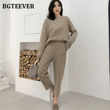 Christmas Gift Casual Sweater Tracksuit O-neck Pullovers & High Waist Pants Women Sweater Sets Knitted Set Autumn Winter Knitted 2 Pieces Set