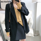 Christmas Gift BGTEEVER Elegant Notched Collar Full Sleeve Women Blazer Double Breasted Loose Female Outwear 2020 Autumn Winter Suit Jackets
