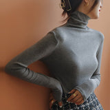 Christmas Gift Pile Half High Collar Women's Sweater Autumn Slim Knit Sweater for Women Bottoming Top Long Sleeve Knitted Pullovers 2021