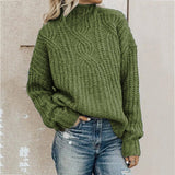 Thanksgiving Gift Autumn And Winter New Knitting Turtleneck Women's Sweaters Fashion Casual All-Match Solid Twist Loose Keep Warm Ladies Sweaters