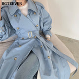 Christmas Gift BGTEEVER Stylish Oversized Women Long Trench Coats 2021 Autumn Winter Double Breasted Belted Loose Casual Female Long Overcoat