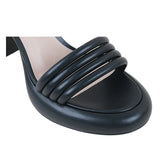 JOSKAA European thick black sandals heels ladies women shoes cut out chunky heeled ankle strap sandals