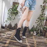 JOSKAA Women Canvas Vulcanized Shoes Black White Sneakers Classic Punk Preppy Style Flat Shoes Autumn Winter 2021