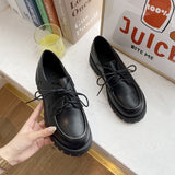 Halloween Joskaa British Small Leather Shoes Women's Platform Heels Sexy Autumn New Retro Thick-Soled Lace-Up Shoes