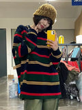 Joskaa Tawaaiw Autumn Vintage Sweatshirt Women Long Sleeve American Retro Striped Sweetshirt Streetwear Grunge Tops Harajuku Hoodie