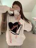 Joskaa Tawaaiw Harajuku Y2k Swester Women Winter Casual Loose Knitted Pullovers Korean Style Embroidery Knitted Smock Sweater Female