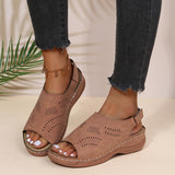 2022 Summer Women Platform Rome Sandals PU Leather Wedges Beach Sandalias Woman Open Toe Solid Casual Shoes Plus Size 43