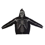 Joskaa Hip Hop Joggers Sweatshirt Korean Fashion Punk Sport Coat Pullover Skull Graphics Gothic Long Sleeve Zip Hoodie Y2k Jacket Men's