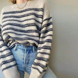 Joskaa Nsauye Basic Long Sleeve Casual Knitted Y2K Striped Women Winter Sweater Tops Streetwear Oversized Pullover 2022 Sweater Autumn