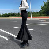 Joskka Sweet Cowboy Fishtail Dress Women Elasticity Slim y2k outfits Vent Buttock Covering Vintage Solid High Waist Denim Skirt