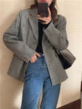 Joskaa New 2022 Woolen Lace Up Jackets Pockets Vintage Korean Fashion Office Chic Autumn Winter Women Blazers Elegant Lady Tops JK9336