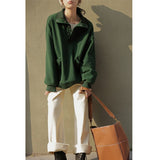 Joskaa Deeptown Vintage 90S Women Hoodies Casual Korean Fashion Chic Female Thick Sweatshirts Harajuku Green Pullovers Streetwear Loose