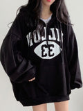 Joskaa Deeptown Gothic Streetwear Black Zip Up Hoodies Women Harajuku Letter Print Sweatshirts Gray Loose All-Match Thick Tops Hip Hop