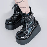 Joskka  Gothic Style Platform Vampire Cosplay Women Mid-calf Boots 2022 Winter Wedges Comfy Women Motorcycle Boots Shoes