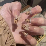 Joskka 24Pcs Artificial False Nails French Ballet Press On Nail Art Seamless Removable Wearing Reusable Fake Nails Back To School Nails