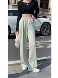 Cyber Monday Sales 2022 New High Waist Wide Leg Casual Pants Women Loose And Thin Straight Trousers Drapey Mopping Pants Trendy Fashion Clothes