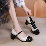 JOSKAA Shoes for Women High Heels Round Toe Ladies Summer Footwear White Block Heel Pumps on Heeled Mary Jane Gothic Chunky Offer