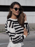 Black Friday Sales Women Knitted White With Black Elegant Sweet Beauty Street Style Comfortable And Loose Leisure 2022 Autumn Female Sweater
