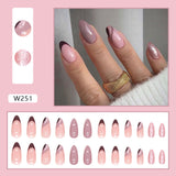 Joskka 24pcs Cute Cat y2k Nails Press On Long Round Almond False Nails For Girl Fake Nails With Star Full Cover Artificial Nail Tips