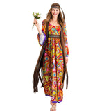 Halloween Joskaa Women's Peace Love Hippie Dress Purim Party 60S 70S Hippie Stage Wear Costume Halloween Indian Tassels Hippie Performance