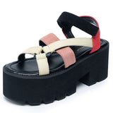Joskaa Brand Leisure Chunky Platform Sandals High Block Heels Gladiator Goth Black Shoes Woman Fashion Trendy Summer Women Sandals