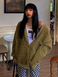 Cyber Monday Sales Weiyao Long Sleeves V Neck Buttons Sexy Oversized Solid Jacket Coat 2022 Autumn Winter Women New Outfits Y2K Streetwear Party