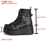 Joskka  Gothic Style Platform Vampire Cosplay Women Mid-calf Boots 2022 Winter Wedges Comfy Women Motorcycle Boots Shoes