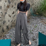 Thanksgiving Gift 2022 Summer New Light Luxury Fashion Wide-Leg Pants Women High-Waist Pants Loose Casual Pants Tall And Thin Trousers Boutique