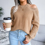 Joskaa MEXZT Streetwear Women Sexy Off Shoulder Y2k Sweater Korean Fashion Loose Knitted Pullovers Autumn Winter Solid O-Neck Tops New