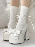 JOSKAA Pink Sweet Lolita Mary Janes Shoes Women Japanese Princess Kawaii High Heels Shoes Female Bow French Vintage Platform Shoes