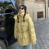 Black Friday Sales Winter Oversize Parka Women Fashion Thick Warm Hooded Down Jacket Female Outerwear Korean Stand Collar Zipper Casual Cotton Coat