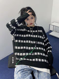 Joskaa Tawaaiw Black Striped Sweater Women Long Sleeve Korean Style Autumn Winter Knitted Pullover Ladies Jumpers Chic Streetwear