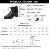 2022 Summer Sexy Black Ankle Boots For Women Mesh Breathable High Heels Botas De Mujer Pointed Toe Thick Heeled Sandals