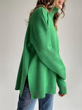 Joskaa Autumn Women's Knitted Turtleneck Casual Long Sleeve Top Korean Fashion Green Vintage Oversize Sweater Winter 2022 Elegant Lady