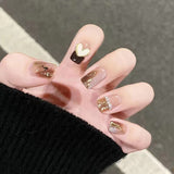 Joskka 24pcs Black Heart Coffin Cute Kawaii Press On Nail Tips Finished Full Cover Artificial Fake Nails Seamless Removable False Nails Back To School Nails