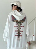Joskaa Deeptown Gothic Jesus Print Oversize Hoodie Women Vintage Harajuku White Crewneck Sweatshirts Pullover Female Mall Goth Tops