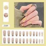 Joskka 24P Fake Nails Press on Nails Set Diamond Streamer Flash Fly Butterfly Seamless Removable False Nail Barbie Nail August Nails 2023