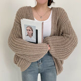 Joskaa MEXZT Vintage Harajuku Lantern Sleeve Women Cardigan Sweater Casual Korean Fall Streetwear Tops Coat Chic Lazy Wind Y2k Sweater