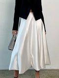 Joskka High Waist Skirt Women 2023 Spring Elegant Fashion Solid Tutu Skirts Femme Retro Simple New Fall Dress