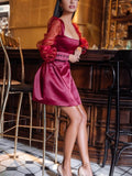 Joskaa Flash Chip Feather Special Design Long Sleeve Mini Dress Tight Party Lady Fashion Sheath Dress