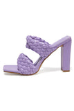 JOSKAA Woman Elegant high heel Lavender High Heels Woven Chunky Sandals
