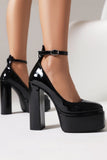 JOSKAA 2024 Fashion Woman shoes girls shoesAnkle Strap Platform Chunky Heel Pumps