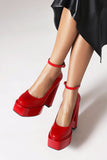 JOSKAA 2024 Fashion Woman shoes girls shoesAnkle Strap Platform Chunky Heel Pumps